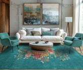Multi Sizes LoomBloom Floral Chinese Art Deco New Zealand Wool Hand Tufted Turquoise Oriental Area Rug